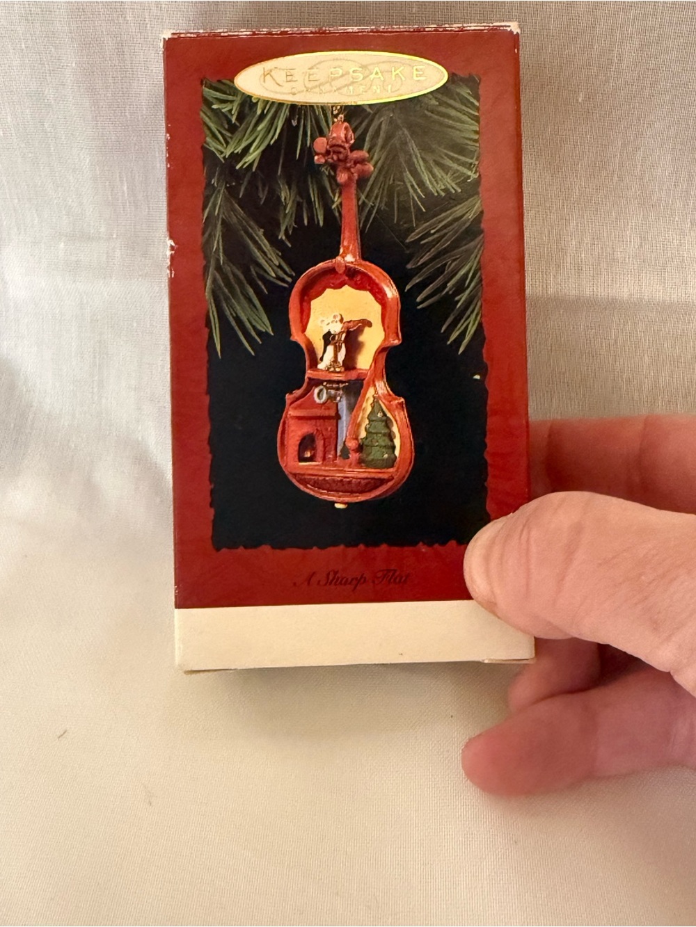 Hallmark Red Violin Keepsake Ornament with Holiday Scene